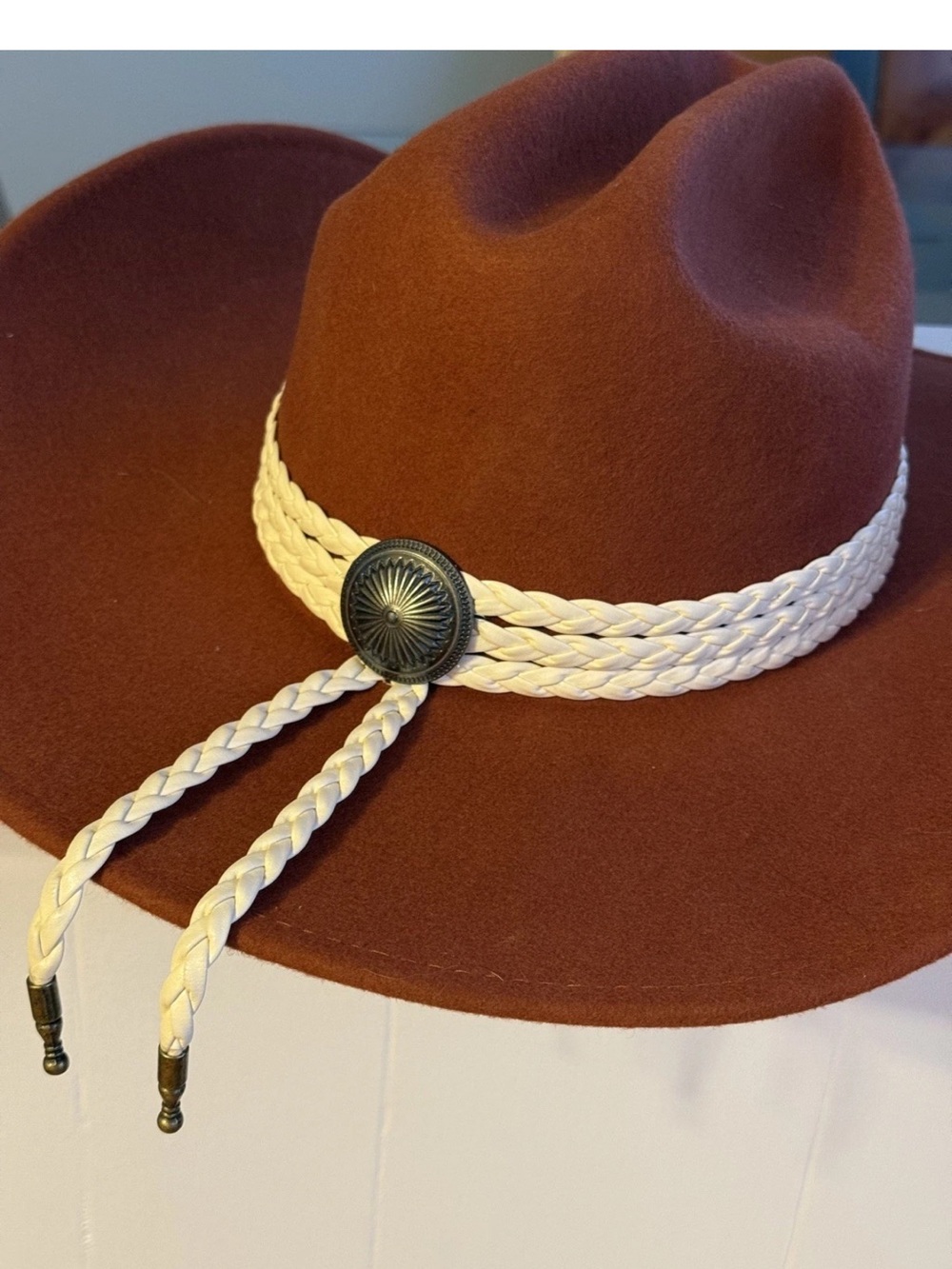 San Diego Hat Company Rust Brown Felt Cowboy Hat with Black Sweatband - Picture 2 of 7